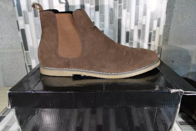 boohooMan Faux Suede Back Tab Chelsea Boots Brown Size 11