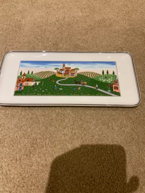 Villeroy Boch Farm Design Naif LaPlau Rectangular Tray Cake platter Plate 34 x15