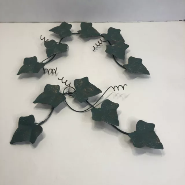 Home Interiors 2 Green Copper Metal Ivy Vines Wall Plaques