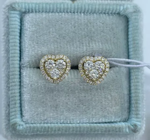 1.50Ct Round Cut Simulated Diamond Heart Stud Earrings 14k Yellow Gold Plated