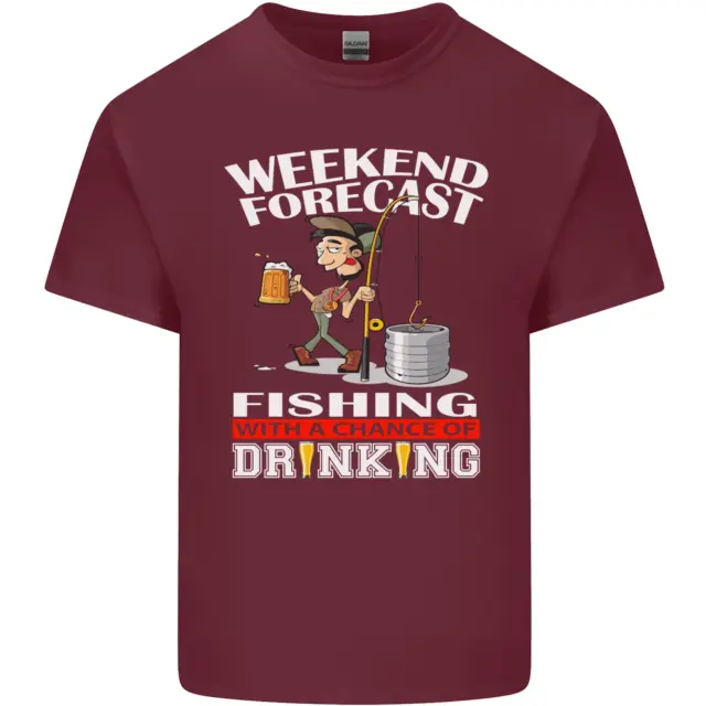 T-shirt da uomo in cotone cotone Fishing Weekend Forecast divertente 7