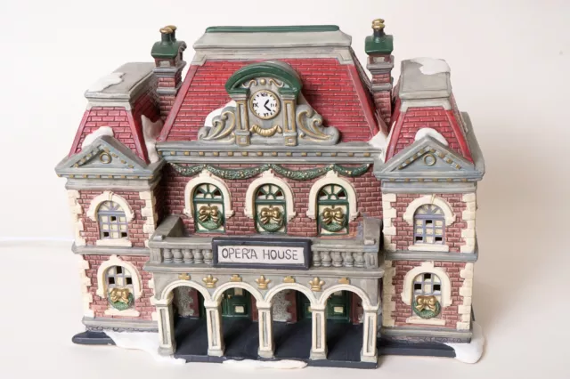 RARE Mervyn's Village Square 2000 OPERA HOUSE Christmas Village with Box Lighted