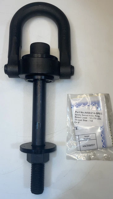 Actek AK46214-spec Safety Swivel Hoist Ring 10,000lbs thread size 1-8