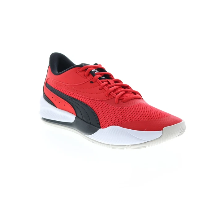 Puma Triple 19521704 Mens Red Canvas Lace Up Athletic Basketball Shoes