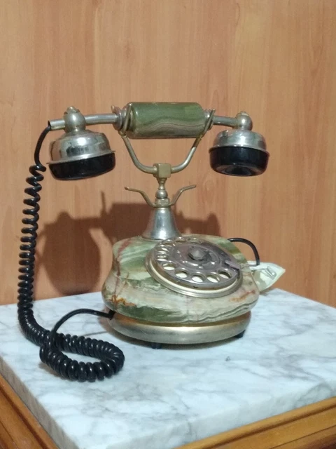 Teléfono giratorio antiguo de ónix vintage victoriano de los años 60, adaptado.