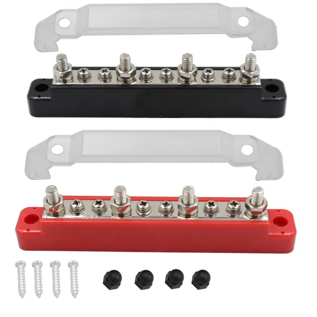 POSITIVE NEGATIVE BUS Bar Battery Power Distribution Block 4 X M6 ...