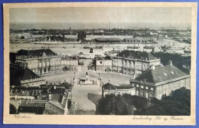 Postcard Denmark Amalienborg Castle & Harbour,Postmark Kobenhavn 1934