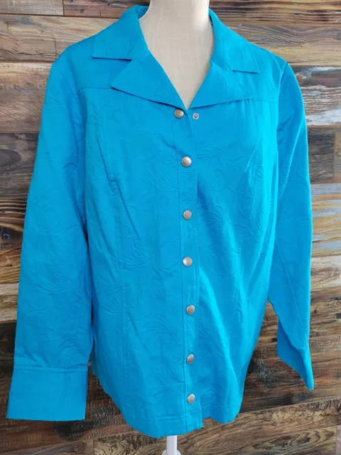 NWT Laura Ashley Women Modern Art Blue Cotton Blend Blazer Size 2X  $134