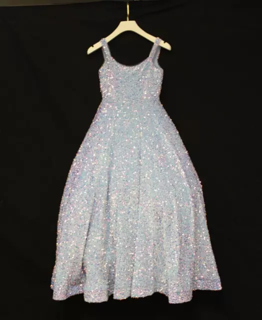 SHERRI HILL LITTLES K55308 GIRLS LIGHT BLUE PAGEANT PARTY BALL GOWN DRESS sz 8