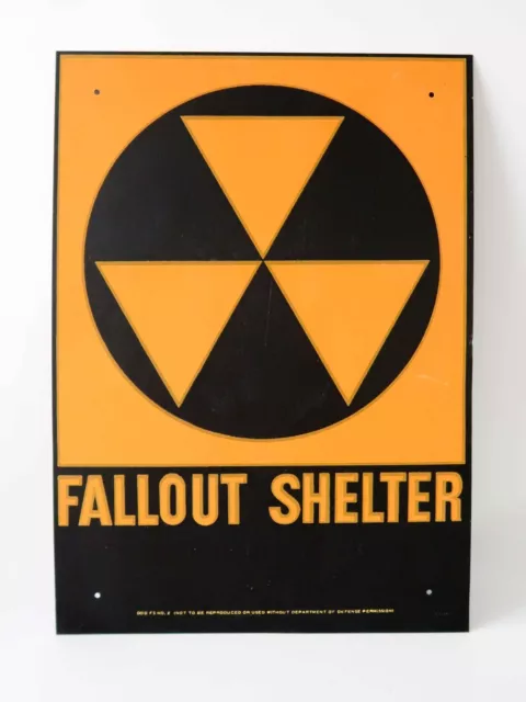 Vintage Original Reflective Fallout Shelter Sign Galvanized Steel