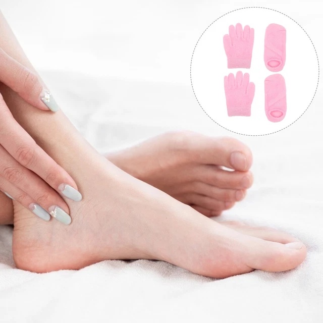 2 paia set cura gel filato a molle mani maschere di bellezza guanti lozione rosa