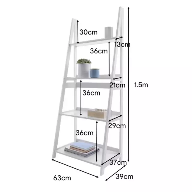 4 Tier Ladder Shelf Display Storage White Rack Stand