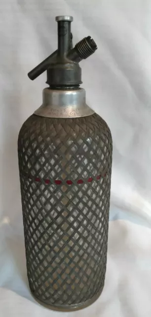 1927 Vintage Antique SPARKLETS ENGLAND Soda Syphon Wire Mesh Glass Bottle
