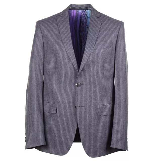 Etro Slim-Fit Gray Chalk Stripe Soft Flannel Wool Suit 42R (Eu 52) NWT