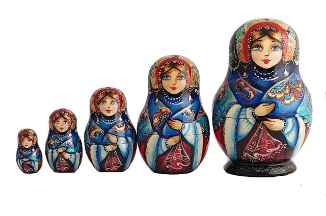Poupées Russes Matriochka Fait Main – Artiste Voronina – Set De 5 Pièces