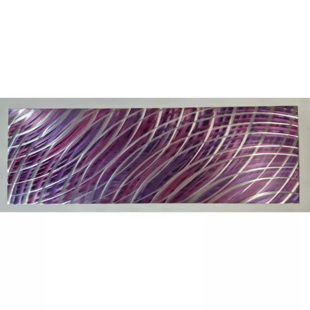 Modern abstract Contemporary metal wall art. Pink Purple and Silver
