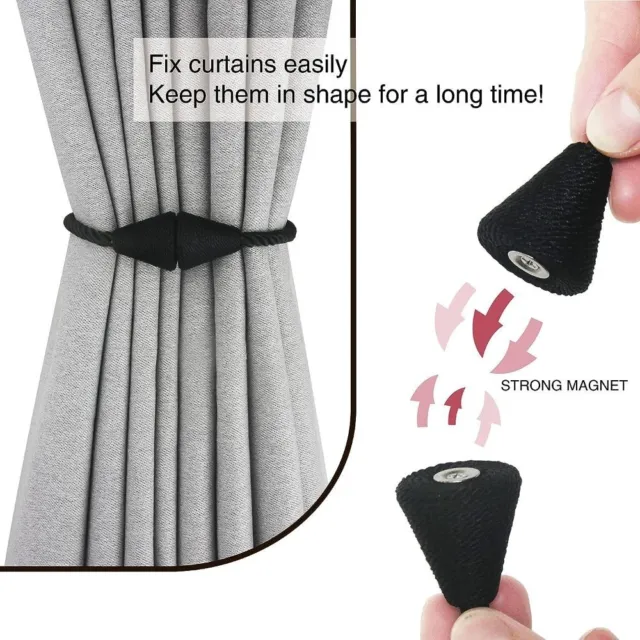 2 Pack Handmade Magnetic Curtain Tiebacks Rope  Bedroom