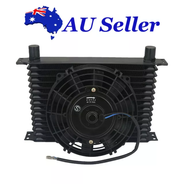 8" Electoric Fan with 15-Row 10AN Electric Fan Kit Universal Engine Oil Cooler