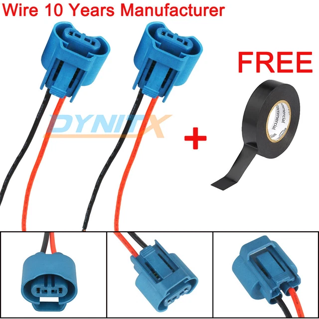 HB3 9005 Wire Pigtail Female U Two Harness Head Light High Beam Adapter Repair