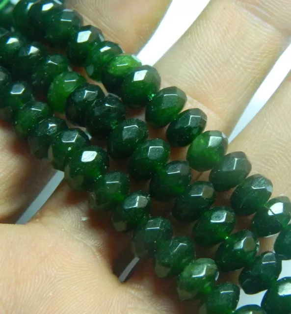 Genuine natural 5x8mm Faceted Dark Green Jade Gems Rondelle Loose Beads 15''