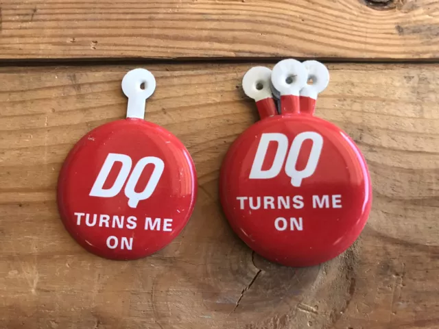 Vintage Dairy Queen Ice Cream Clip On Tab Fold Over Button Pin “DQ Turns Me On”