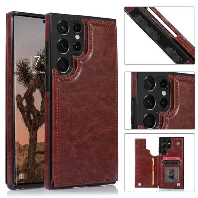 Funda billetera de cuero para Samsung Galaxy S24 S23 S22 S21 Plus Ultra 5G abatible