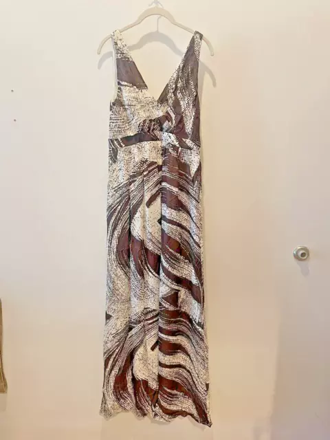 SHOSHANNA Brown/WhiteSilk Maxi Dress with Lining and Hidden Front Pockets Size 8