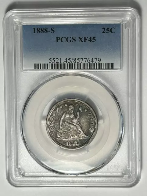 1888 S Seated Liberty Quarter Pcgs Xf 45