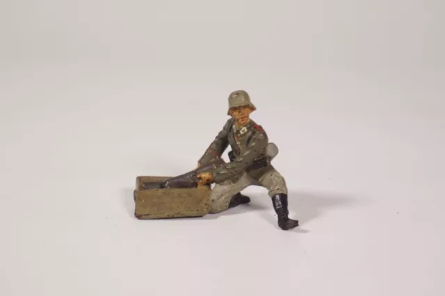Hausser Elastolin Lineol Militär Soldat Artillerist mit Munitionskasten WK