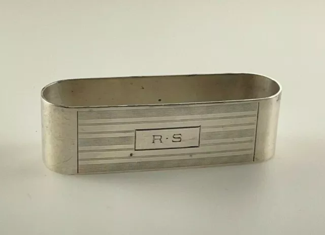 Gorham 188-1 Sterling Silver Oblong Napkin Ring Art Deco Style - w/Monogram RS