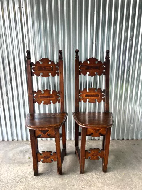 Pair Of 18Th C/ 19Th C Tuscan Italian Ladderback Chairs
