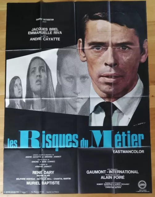 JACQUES BREL risques du metier affiche cinema 160x120 cm '67