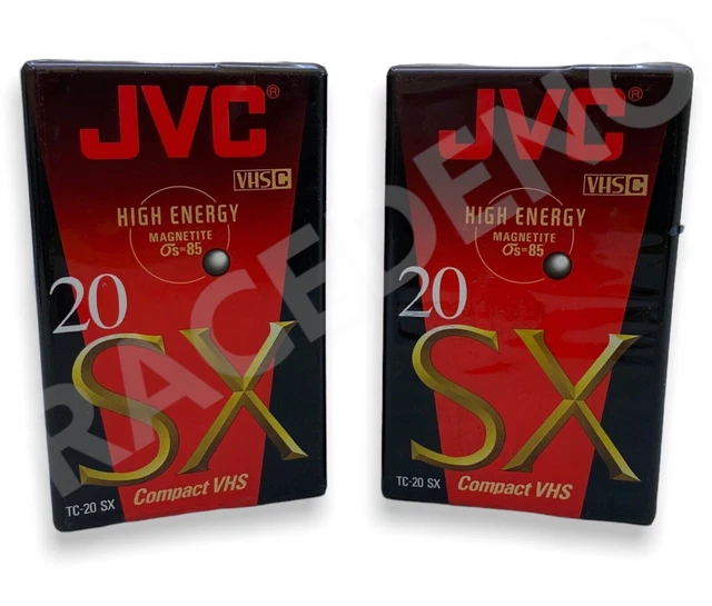 (2) Cintas de casete de video para videocámara JVC en blanco TC-20 SX VHS-C VCR SELLADAS de colección