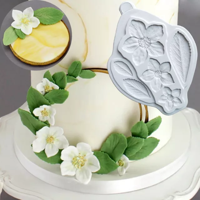 FLOWER LEAF Silicone Fondant Cake Topper Mold Mould Chocolate Candy Baking Mould