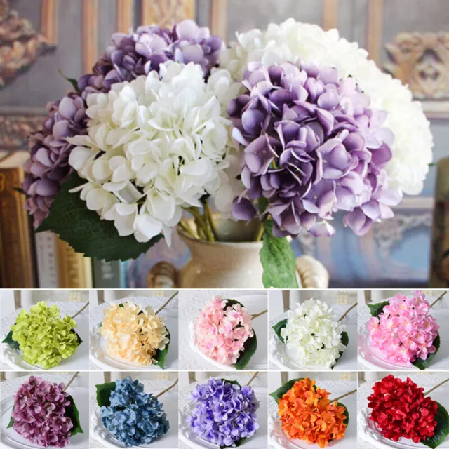 Artificial Hydrangea Fake Silk Flowers Bouquet Wedding Home Garden Table Decor