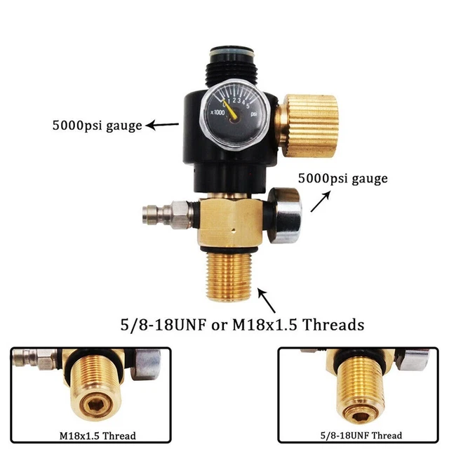 Double régulateur de pression d'acier inoxydable d'étape 3000PSI équipé du robinet à tournant