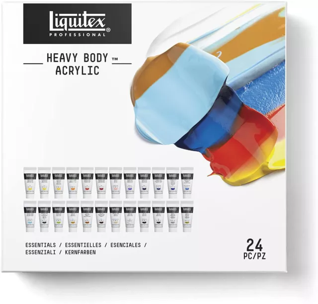 Liquitex Professional Acrylic Paint 24 x 22ml Heavy Body Set Essentials Colours