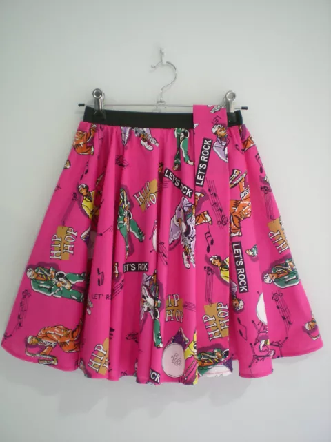 Girls/Childs Rock n Roll "Lets Rock" Skirt & Scarf. Size 6-8 Hot Pink.