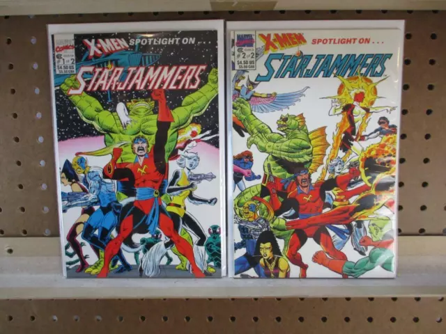 X-Men Spotlight on Starjammers 1 & 2 1990 8.5 VF+ set lot of 2 comics Marvel