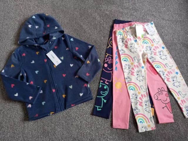 Bnwt 2-3,3-4,4-5,5-6 Years Girls George Fleece Hoodie & "Peppa" Leggings Bundle