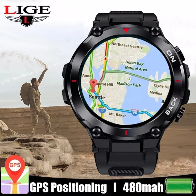 GPS Smart Watch Men Outdoor Bracelet Blood Pressure IP68 Waterproof Smartwatch