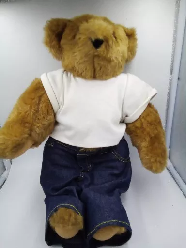 Vermont Teddy Bear Brown Red Heart Love Tattoo Jointed 16" Tee Shirt & Jeans