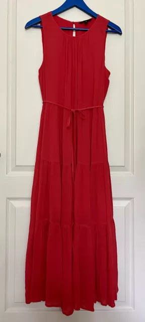 Banana Republic Sleeveless Tiered Maxi Red Dress Petite Medium