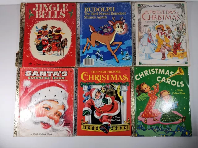 Little Golden Books Rudolph Night Before Jingle Bells Carols Santa 12 Days Lot