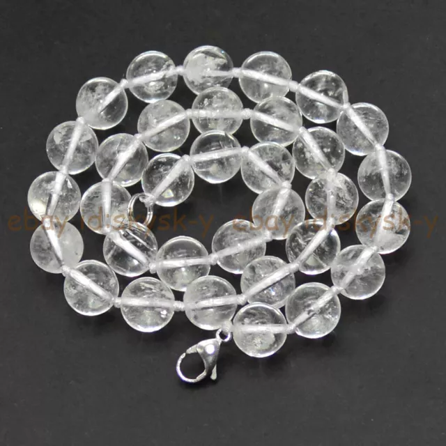 6/8/10/12mm Natural Clear Rock Crystal Quartz Round Gems Beaded Necklace 14-48''