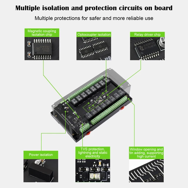 MODBUS RTU 16-CHANNEL RS485 Relay Module Isolation Protection Circuits ...