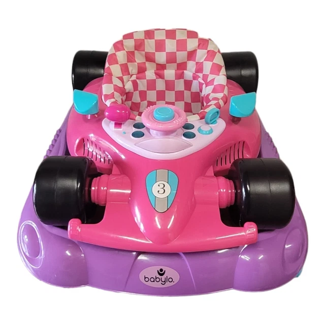 Pink racing car baby walker shop
