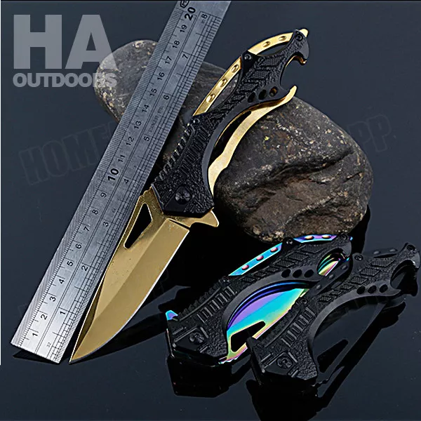 Rainbow Titanium blade folding knife hunting knife pocket knife Camping 007