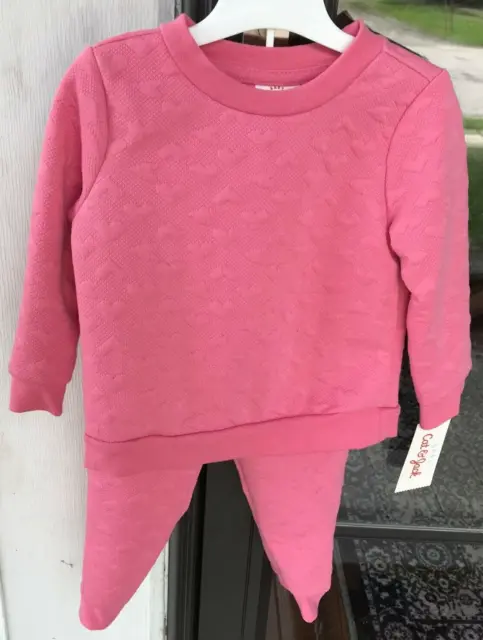 Baby Girls 12 mo Cat & Jack Pink Quilted Sweatshirt Top and Bottoms New *N