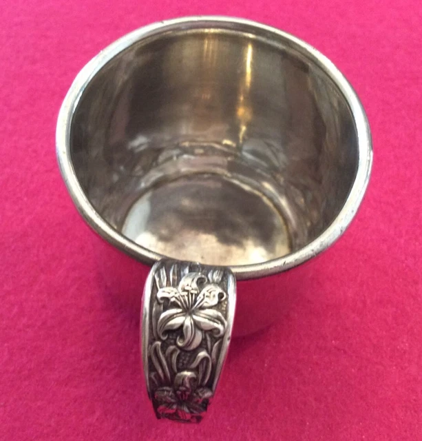 Sterling Silver Baby Child Cup Tiger Lilies Handle by Frank Whiting No Monos